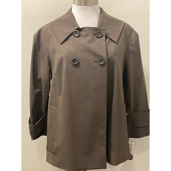 NWT! Pendleton Savvy Stretch Wool Brown Pea Coat Double‎ Breasted sz.12 - Picture 1 of 5